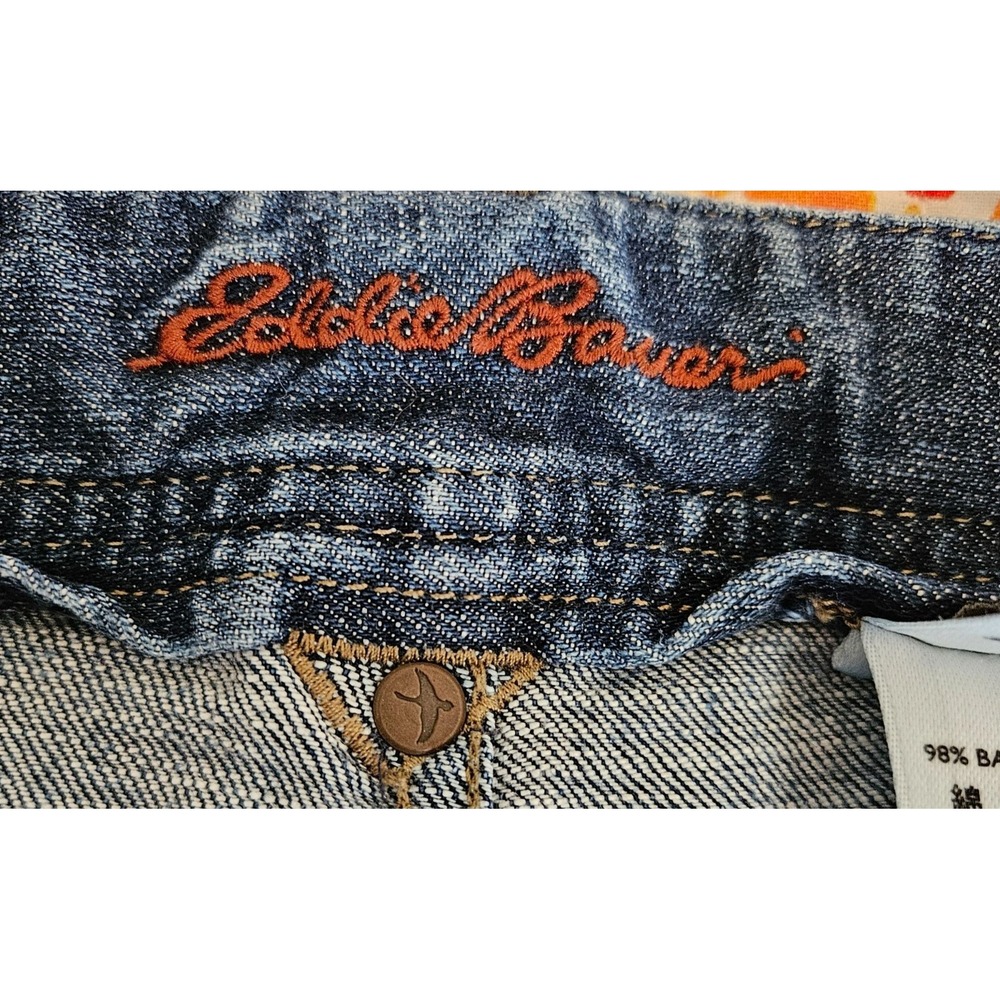 Eddie Bauer Woman SZ 12 Wide Leg Cropped Denim Jean Below Knee Casual Hipster - Picture 3 of 6